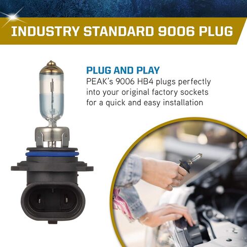 مصابيح أمامية PEAK Power Vision Gold للسيارات عالية الأداء 9006/HB4 بقدرة 55 وات (عبوة من قطعتين) in Saudi Arabia
