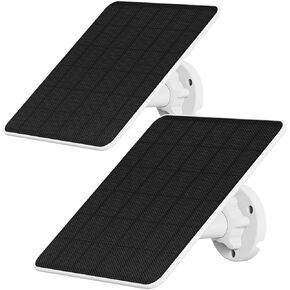 6W Solar Panel for Security Camera, 5V Solar Panel Charger for Micro USB & USB-C Port Outdoor Camera, 20% Efficiency Than 5W, 360° Adjustable & IP66 Waterproof (2 Pack)