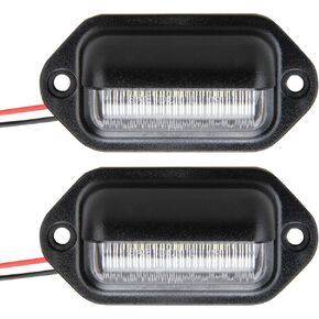2pc Trailer 6 LED License Plate Lights [DOT FMVSS 108] [SAE L] [Chrome-Finish] [Surface Mount] [Waterproof] [12V DC] Courtesy Step License Plate Tag Light for UTV ATV Trailer Truck RV Boat [2.6"x1.3"]