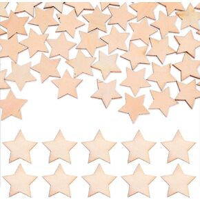 100 Pcs Wooden Stars for Crafts Wooden Star 1 Inch Small Unfinished Wooden Stars Ornaments 1 Inch Wooden Star Crafts Wood Cutouts Small Stars Wood Star Cutouts Decorations for DIY Crafts Party Decor
