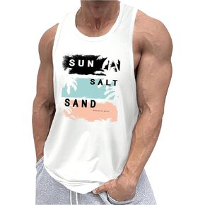 Men's Summer Tank Tops Graphic Tropical Crewneck Sleeveless Tank Top Workout Gym Muscle Tank T-Shirt