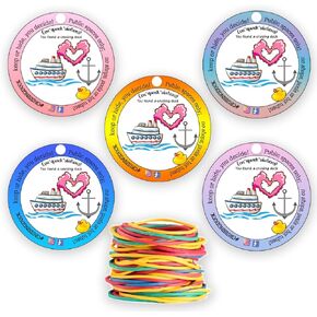 علامات بطة wuguimeii ذات 5 ألوان، علامات بطة بطة، علامة بطة مطاطية مبحرة، بطاقة ألعاب البط، علامة رحلة بحرية، علامات بطة دائرية مقاس 2.5 بوصة مع فتحة وأشرطة مطاطية (40 حزمة) in Kuwait