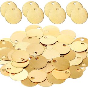 Zhengmy 25 Pcs Solid Brass Tags for Stamping, Chits for Pipe Valves Round Brass Tags Blank Valve Tags with Hole for Pets Plants Doors Pipe Valves Equipment Tool and Keys Labeling (1.0 Inches)