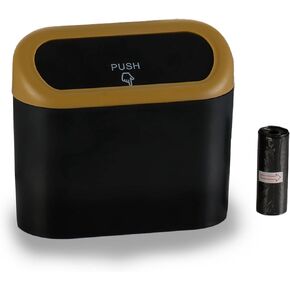 JUSTTOP Car Trash Bin for Storage and Organization, Desktop Trash Can, Trash Can for Car, Home, Office - Yellow