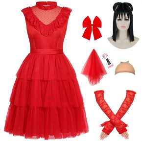 Adult Bride Costume Women 80s Red Wedding Dress Scary Halloween Costumes Gothic Ghost Bride Cosplay Outfit