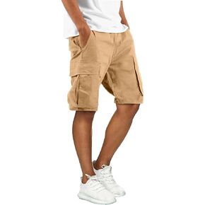 Men's Cargo Shorts Casual Cotton Shorts Outdoor Hiking Shorts with Pockets