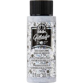 FolkArt Glitterific Pop Acrylic Craft Paint, Silver Lining 2 fl oz Premium Glitter Finish Paint, Perfect For Easy To Apply DIY Arts And Crafts, 12003