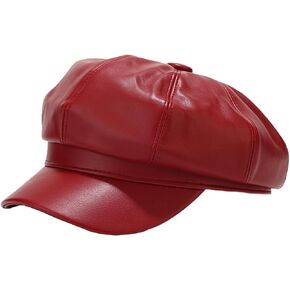 Yanmucy Newsboy Hats for Women Fashion PU Leather Winter Visor Paperboy Hat Vintage Classic Beret Warm Cap for Ladies Girls