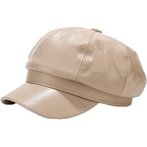 Yanmucy Newsboy Hats for Women Fashion PU Leather Winter Visor Paperboy Hat Vintage Classic Beret Warm Cap for Ladies Girls