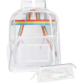 Clear Backpack,Clear Bag Stadium Approved For Sports Travel,Large Clear Backpack,clear Backpacks For School Heavy Duty,Waterproof Transparent Backpack,See Through Backpack With A Pen Bag(Black)