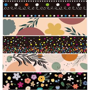 Bulletin Board Borders,100 FtBulletin Boarder,Borders Classroom Bulletin with Floral and Leaves Patterns,Scalloped Trim Bulletin Board Decorations for Classroom Back to School Decor(Beige)