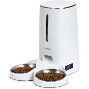 FUKUMARU Automatic Cat Feeder, 4L Dog Feeders with Double Bowls, Support DIY Meals and Timed Control WiFi Cat Food Dispenser, Suit for Most Cat and Dog Food