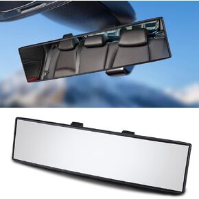 Rear View Mirror for Car, 12.1 inch Interior Clip-on Panoramic Convex Rearview Mirrors, Extended Rear View Mirror for Car, Rear View Mirror Accessory (White)