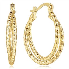 Gold Hoop Earrings for Women Gold Hoop Earrings 14K Gold Earrings Special Double Design Dazzling Women’s Hoop Earrings Gold Earrings Jewelry for Women 30.3mm
