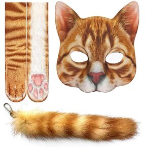 Valpeak 3D Cat Mask, Cat Headband, and Funny Cat Socks with cat Tails