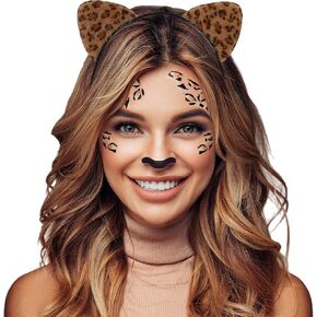Komotu Leopard Ears Headband, Cat Ears Headband, ​Furry Padded Leopard Ears Cat Leopard Halloween Costume Accessories