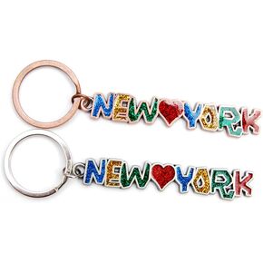 New York NYC NY Keychain Metal Key Ring NY Souvenir Gift Set (Type B, Pack 2)