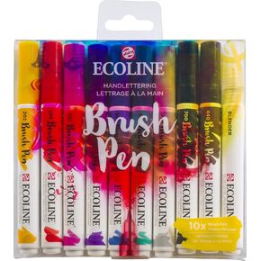 Ecoline - Set of 9 brush tip pens and 1 blender