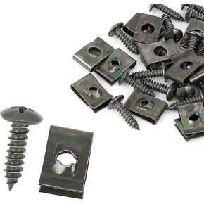 Motoforti 20 Sets 4.2x16mm U Clip Screw Assortment Car Clips Fasteners with Screws for Bumper Dash Door Panel Interior Army Green Long-Lasting