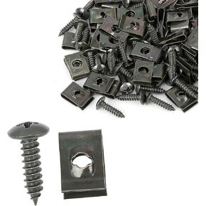 50 Sets 4.2x16mm U Clip Screw Assortment Car Clips Fasteners with Screws for Bumper Dash Door Panel Interior Army Green Item Replacement