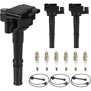 Ignition Coil Pack & Iridium Spark Plugs w/Wires for Toyota 4Runner 1996-2002 3.4L, T100 1995-1998, Tacoma 1995-2004, Tundra 2000-2004 UF156 ‎C1041 5C1308-3 Set