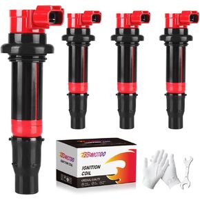Pack of 4 Ignition Coil Pack Compatible with Yamaha 2003-2007 YZF-R6 2006-2009 YZF-R6S 2002-2006 YZF-R1 2006-2014 FZ1 2009-2016 Vmax 1700 2015 FZS1 2003-2007 R6 F6T558 2C0-82310-00-00 Red