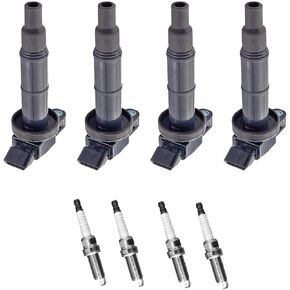 ENA Set of 4 UF247 Ignition Coils with 4503 Spark Plug 1.8 V4 Compatible with Toyota Pontiac Chevy Celica Corolla Matrix MR2 Spyder Prizm Vibe 2000 2001 2002 2003 2004 2005 2006 2007 2008 9091902239