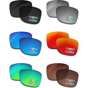 Bowyer 6 Pairs POLARIZED Replacement Lenses for Oakley Fives Squared OO9238 Sunglasses - Black + Titanium Mirror + Surf Blue Mirror + Fire Red Mirror + Jade Green Mirror + Brown