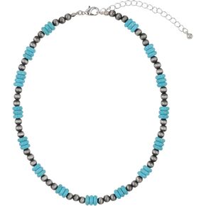 Western Style Navajo Pearl Turquoise Bead 16.5 Inch Strand Necklace