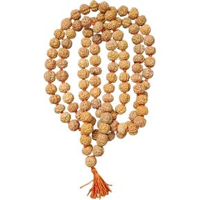 NAISHA 10 MM Rudraksha Mala 108+1 Beads Necklace, Beads Natural Himalaya 5 face Panch Mukhi Rudraksha, Prayer Beads, Wrist Mala Wrap, Jaap Mala (1 Pack)