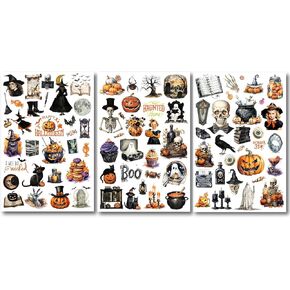 Rub on Transfers for Crafts Vintage Scrapbooking Stickers Small Decals Adults Journaling DIY Supplies Use for Fabric Paper Wood Stone Canvas Acrylic Cloth (Halloween)