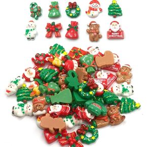 50PCS Christmas Resin Flatback Slime Charms Kawaii Snowman Reindeer Embellishments Charms for Nail Scrapbooking DIY Holiday Resins Jewelry Making Decorations (B) in Saudi Arabia