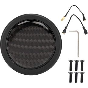 Steering Wheel Horn Button-Steering Wheel Horn Button, Carbon Fiber Steering Wheel Horn Push Button Kit for 6 Bolts for Sparco Steering Wheel Auto Car Modified Parts