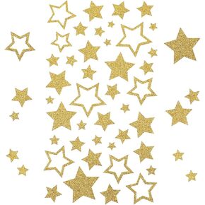 6 Sheet Silver Star Stickers Self-Adhesive Glitter Foil Star Stickers Assorted Holographic Star Labels for Handicrafts Christmas Decoration, Classroom Teacher Kids Reward Supplies(Silver)