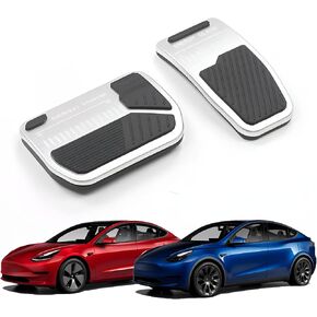 Performance Pedal Pad for Tesla Model 3/Y Non-Slip Accelerator Brake Foot Pedal Cover Replacement for Tesla Decoration Accessories Metal Pedal Pad Cover(Updated Silver)