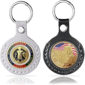 orbixa 2 PCS AA Coin Holder Keychain,AA coin holder,AA chip holder for AA Medallion,Sobriety Coin Holder,Standard Challenge Coin,Recovery Coins,Tokens and Medallion(Beige&Black-34 mm)