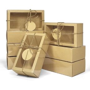 30 Pieces Kraft Paper Cardboard Boxes, 6.5x 3.5x 2 Inches, Homemade Soap Box with Blank Tags and Jute String, Party Favors Crafts Boxes
