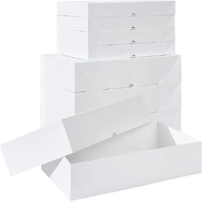 STYPOP 12 White Gift Boxes with Lids for Presents - 6 X-Large Gift Boxes 4in Deep for Sweaters or Robes, 6 Large Shirt Boxes 2in Deep for Christmas, Holidays, Birthday, Wedding
