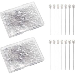 200 Pcs 54mm Teardrop Faux Pearl Pins Wedding Flower Bouquet Pins Small Corsage Boutonniere Pins Straight Head Sewing Pins for DIY Crafts