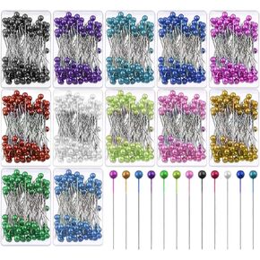 Glarks 1200Pcs 1.5 inch Sewing Pins, Straight Pins with Colored Heads 12 Colors Pearlized Ball Head Quilting Pins for Dressmaker, Jewelry DIY Decoration