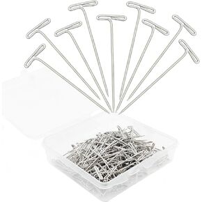 200 Pcs T Pins Wig for Mannequin Head,Straight Pin Stainless Steel Blocking Knitting with Plastic Clear Box(53 mm/2 inch)