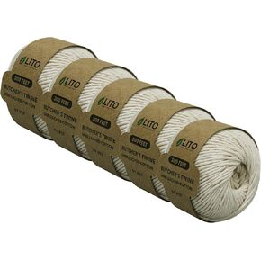 Red and White Twine, Christmas Twine String, 200 Feet Cotton Baker's Twine Cotton Cord Crafts Gift Twine String for Crafts, Gift Wrapping, Party, Baking and Holiday, Wired Heavy Natural Cotton