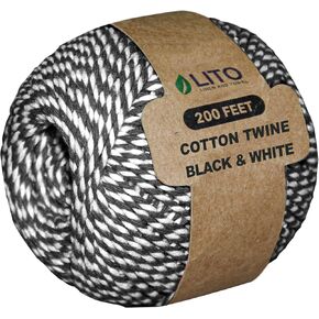 Red and White Twine, Christmas Twine String, 200 Feet Cotton Baker's Twine Cotton Cord Crafts Gift Twine String for Crafts, Gift Wrapping, Party, Baking and Holiday, Wired Heavy Natural Cotton
