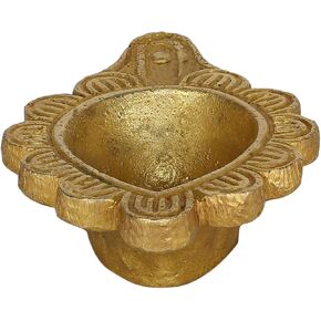 GURU JEE™ Brass Deepak for Puja Aarti Gifts Oil Wicks Ghee Lamps Mouse Diya Deep Mandir