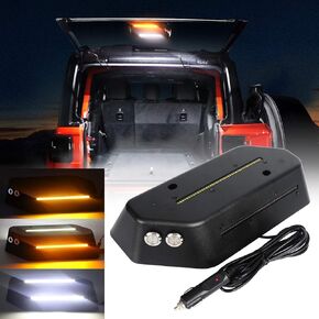 LED Trunk Light Rear Glass Lift Gate Dome Light Compatible with Jeep Wrangler JL JLU 2018-2021 LED Cargo Light with White/Amber Warning Light for Camping Fishing Outdoor Activities