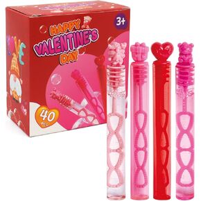 28Pcs Kids Valentines Gifts for Classroom - Valentine Cards with Heart Shape Bubble Wands Novelty Toys for Boys Girls Exchange Gifts, Party Favor Prizes, Valentine’s Greeting Gifts