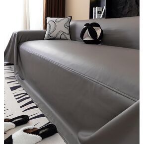 vctops Waterproof Thick PU Leather Sofa Covers for Sectional Sofa Luxury Couch Cover for Dogs Loveseat Covers Futon Cover L Shaped Cover Wipeable Couch Protector (Black,71"x51")