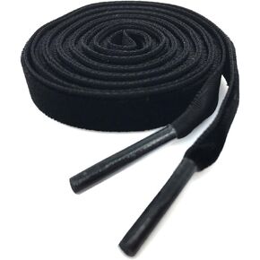 YJRVFINE 2 Pair Flat Velvet Shoelaces 0.4 Inch Wide Ribbon Shoe Laces Velvet Shoe Lace for Shoes