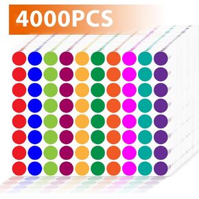 Dot Stickers - 3/4" Colored Round Coding Labels for Organization in Office, Classroom, Polka Circle Dot Label for Home Teaching Events, Garage Sales & More (1600)