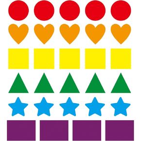 20 Sheets 0.79" Multi-Shaped Color Coding Stickers Color Coding Labels Dot Stickers for Student Classroom Office DIY, 6 Shapes Round, Hearts, Stars,Triangle, Square, Rectangle